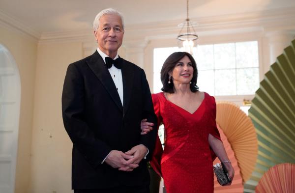 Jamie Dimon and wife Judith Kent attending State Dinner at the White House