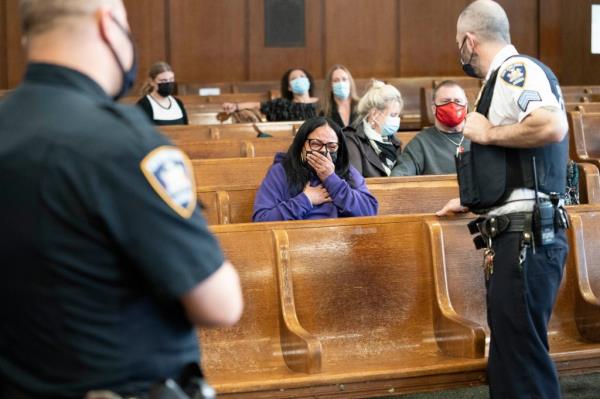  Madeline Brame, the mother of Hason Correa was dragged out of the courtroom after a video of the knife that kiiled her son was shown.