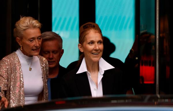 Celine Dion outside her hotel in Paris