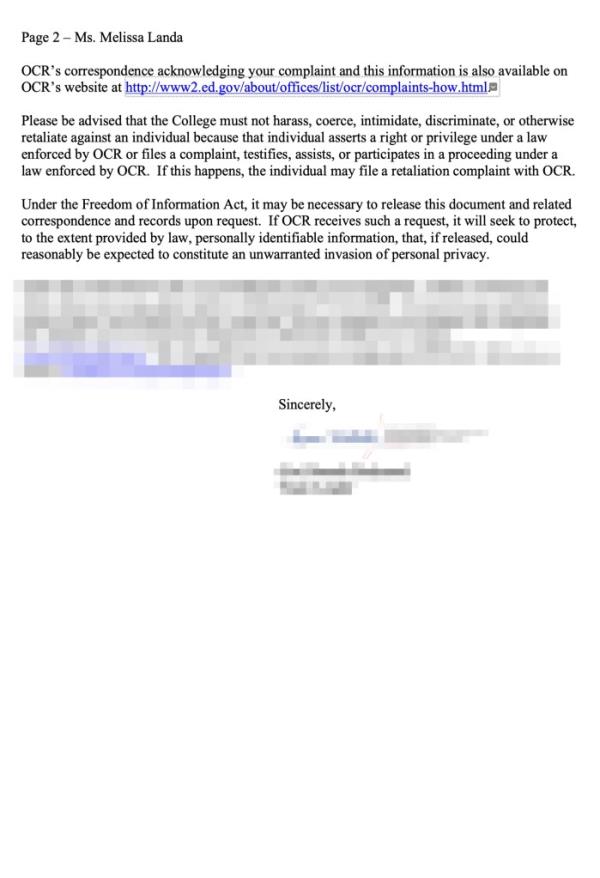 Letter from Department of Education 