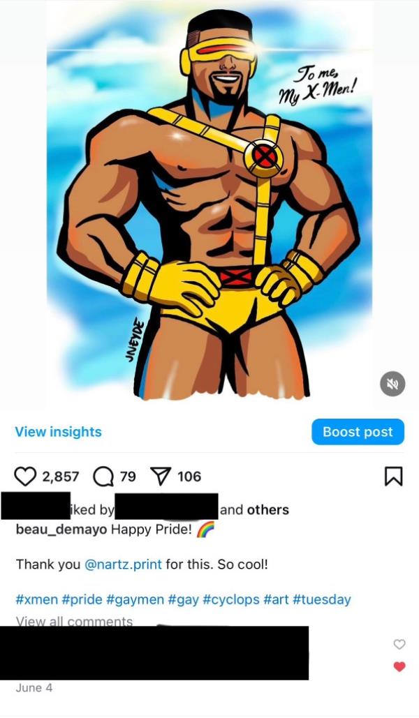Fanart of Beau DeMayo as the X-Men character 