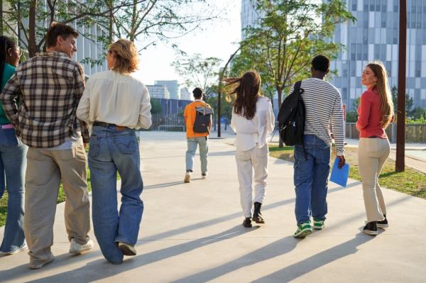 Students walking