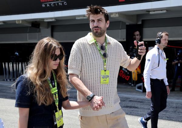 Gerard Pique and his girlfriend Clara Chia Marti at the Spanish Grand Prix in Barcelona on June 23, 2024