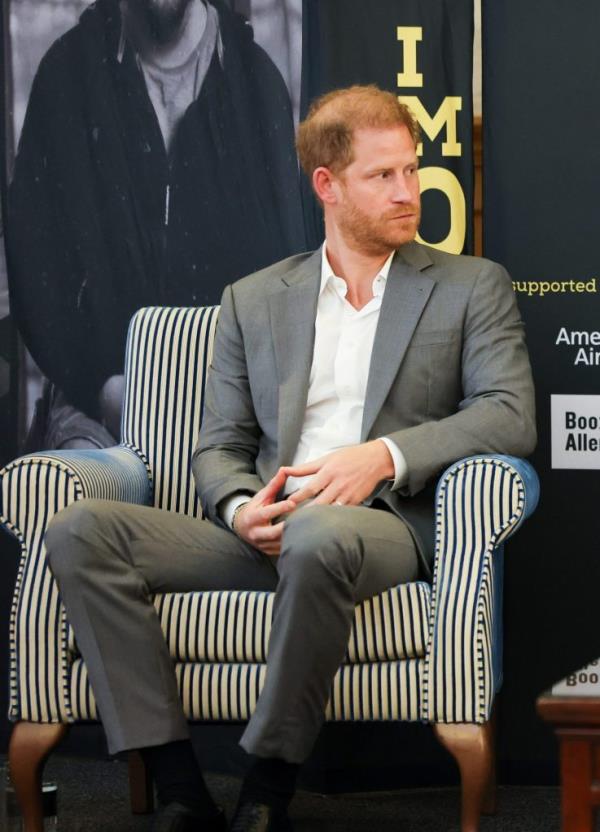 Prince Harry, Duke of Sussex, speaking o<em></em>nstage at The Invictus Games Foundation Co<em></em>nversation event in London.