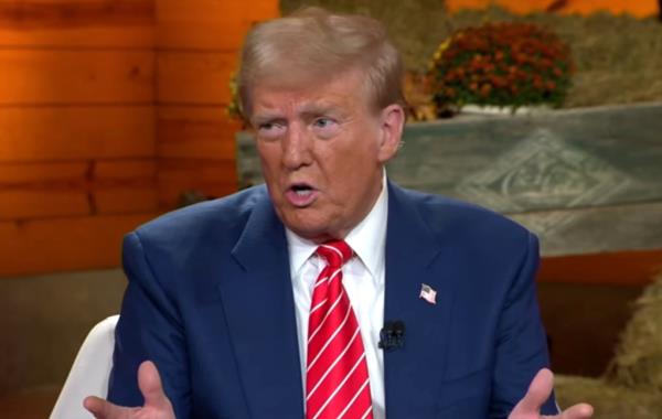 Do<em></em>nald Trump speaking at an all-female FOX Town Hall in Georgia, discussing his stance on transgender women in women's sports.