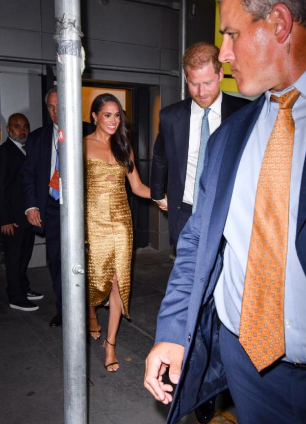 Meghan Markle, Duchess of Sussex, and Prince Harry, Duke of Sussex leave The Ziegfeld Theatre