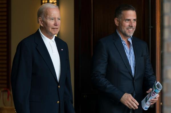 President Joe Biden and his son Hunter Biden leave Holy Spirit Catholic Church in Johns Island, S.C., after attending a Mass.