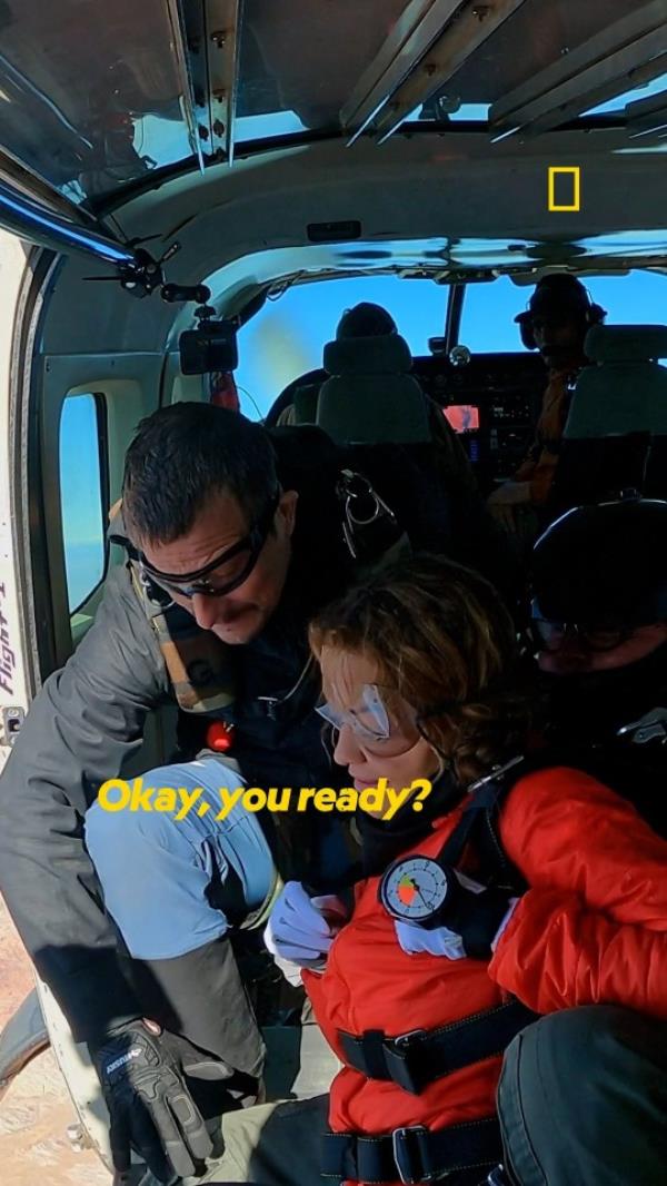 Rita Ora and Bear Grylls. 