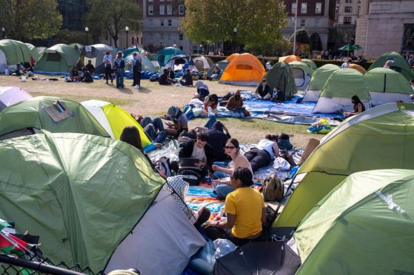 Encampment occupied by pro-Palestinian protesters on the campus of Columbia University.
