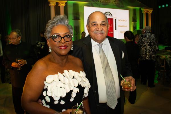 From left - Dr. Cyrus Lawyer, director of Metropolitan OB/GYN and St. Paul Place Specialists, and Vivian Moore, community volunteer/retired attorney, at the Mercy Medical Center 150th Anniversary Gratitude Gala. (Sloane Brown)