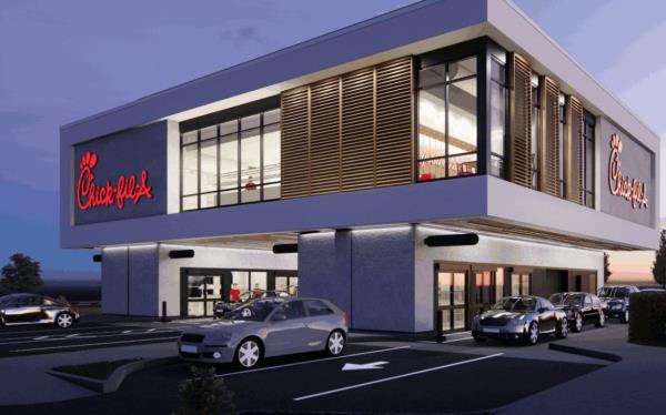 Chick-fil-A开设了两层楼的免下车餐厅，通过滑槽送餐，新的无电梯餐厅