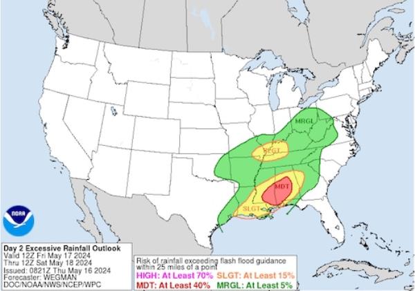 Friday flash flooding risk