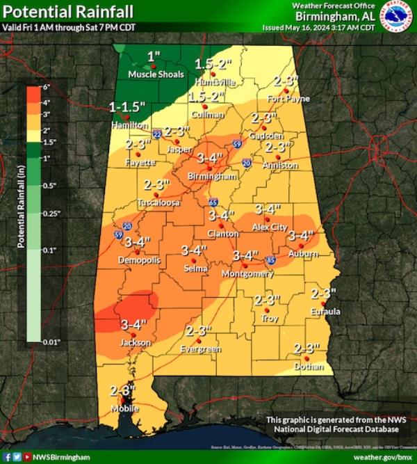 Alabama rainfall forecast