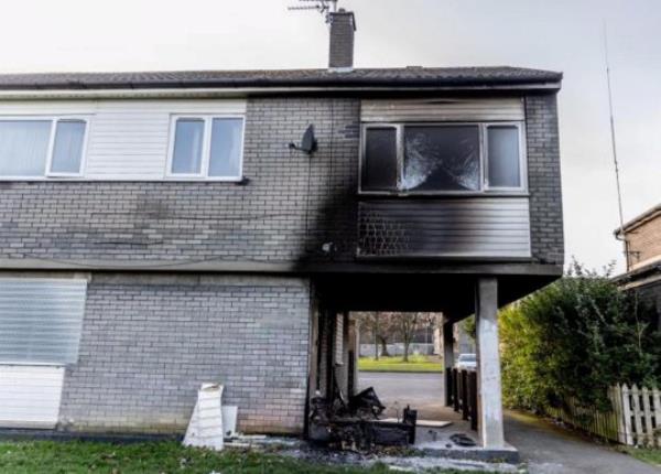 The family's home in Peterlee, County Durham after the fire