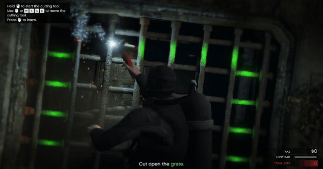 Cutting through the grate