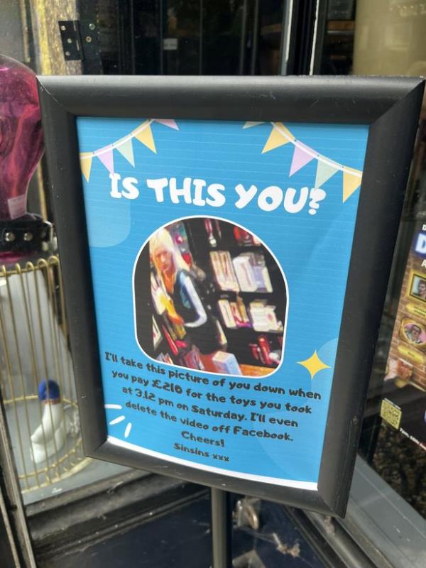 A poster has been put up outside the shop